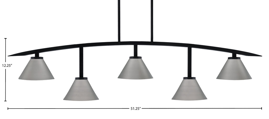 Kurve Five Light Bar in Matte Black with 7" Graphite Cone Metal Shade Shade