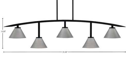 Kurve Five Light Bar in Matte Black with 7" Graphite Cone Metal Shade Shade