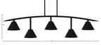 Kurve Five Light Bar in Matte Black with 7" Matte Black Cone Metal Shade Shade