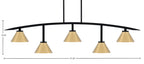 Kurve Five Light Bar in Matte Black with 7" New Age Brass Cone Metal Shade Shade