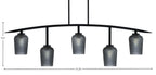 Kurve Five Light Bar in Matte Black with 5" Smoke Textured Shade