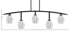 Kurve Five Light Bar in Matte Black with 5" Chrome Oval Metal Shade Shade