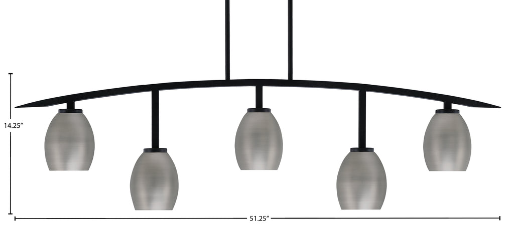 Kurve Five Light Bar in Matte Black with 5" Graphite Oval Metal Shade Shade