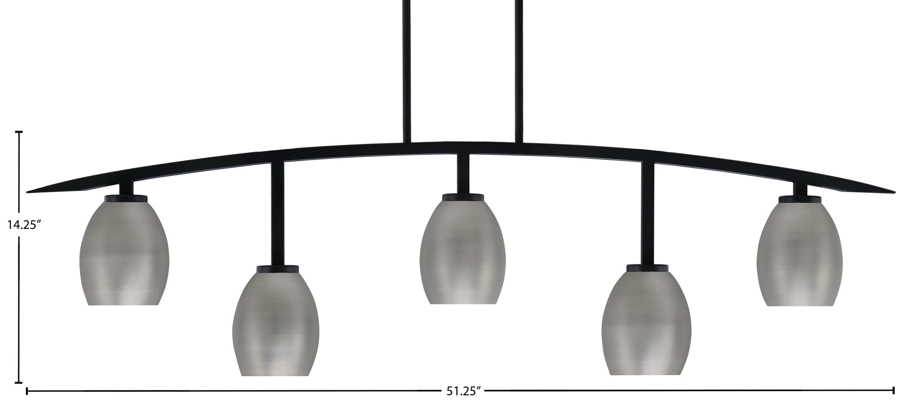 Kurve Five Light Bar in Matte Black with 5" Graphite Oval Metal Shade Shade
