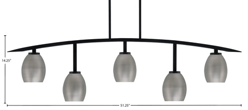 Kurve Five Light Bar in Matte Black with 5" Graphite Oval Metal Shade Shade