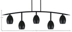Kurve Five Light Bar in Matte Black with 5" Matte Black Oval Metal Shade Shade