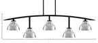 Kurve Five Light Bar in Matte Black with 7" Chrome Double Bubble Metal Shade Shade