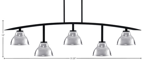 Kurve Five Light Bar in Matte Black with 7" Chrome Double Bubble Metal Shade Shade