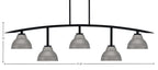 Kurve Five Light Bar in Matte Black with 7" Graphite Double Bubble Metal Shade Shade