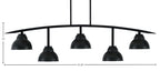Kurve Five Light Bar in Matte Black with 7" Matte Black Double Bubble Metal Shade Shade