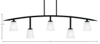 Kurve Five Light Bar in Matte Black with 4.5" Square White Muslin Shade