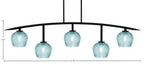Kurve Five Light Bar in Matte Black with 6" Turquoise Textured Shade
