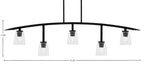 Kurve Five Light Bar in Matte Black with 4.5" Square Clear Bubble Shade