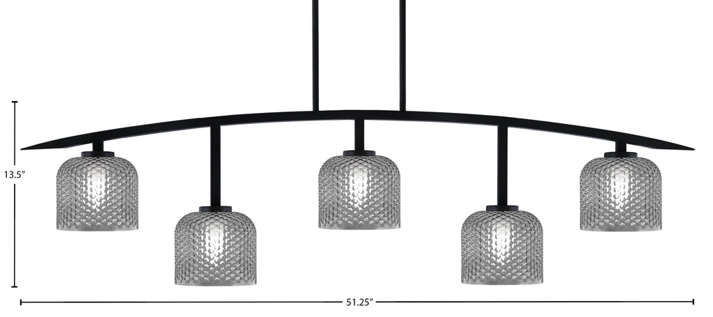 Kurve Five Light Bar in Matte Black with 6" Smoke Textured Shade