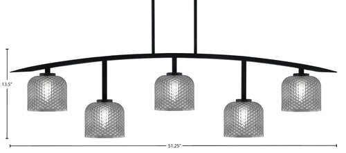 Kurve Five Light Bar in Matte Black with 6" Smoke Textured Shade