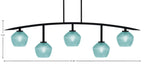 Kurve Five Light Bar in Matte Black with 6" Turquoise Textured Shade