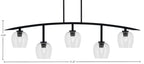 Kurve Five Light Bar in Matte Black with 6" Clear Bubble Shade