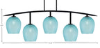 Kurve Five Light Bar in Matte Black with 7.5" Turquoise Textured Shade