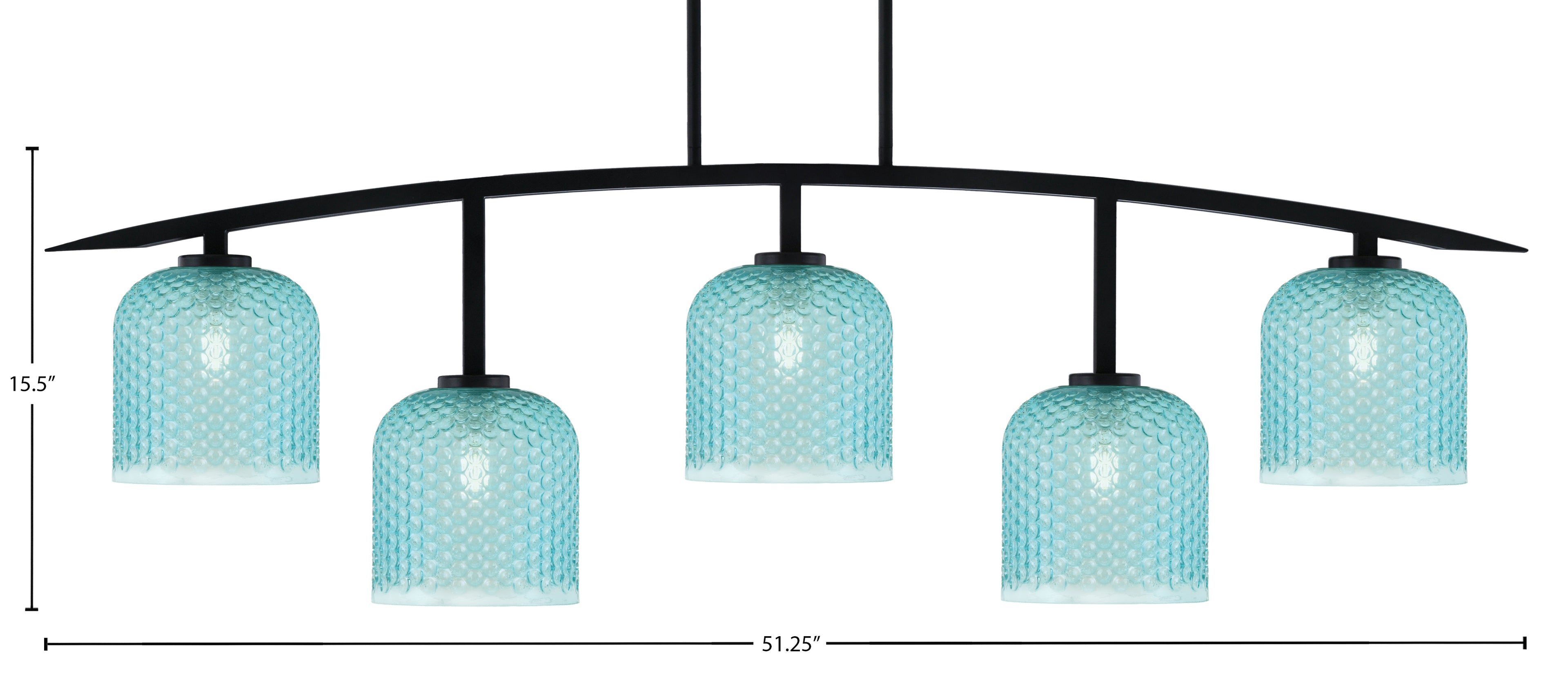 Kurve Five Light Bar in Matte Black with 7" Turquoise Textured Shade