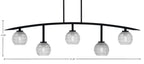 Kurve Five Light Bar in Matte Black with 6" Clear Ribbed Shade