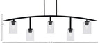 Kurve Five Light Bar in Matte Black with 4" Square Clear Bubble Shade