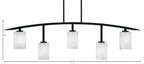 Kurve Five Light Bar in Matte Black with 4" Square White Muslin Shade