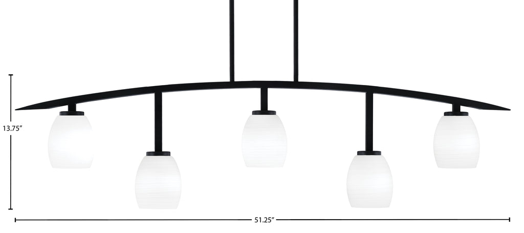 Kurve Five Light Bar in Matte Black with 5" White Linen Shade