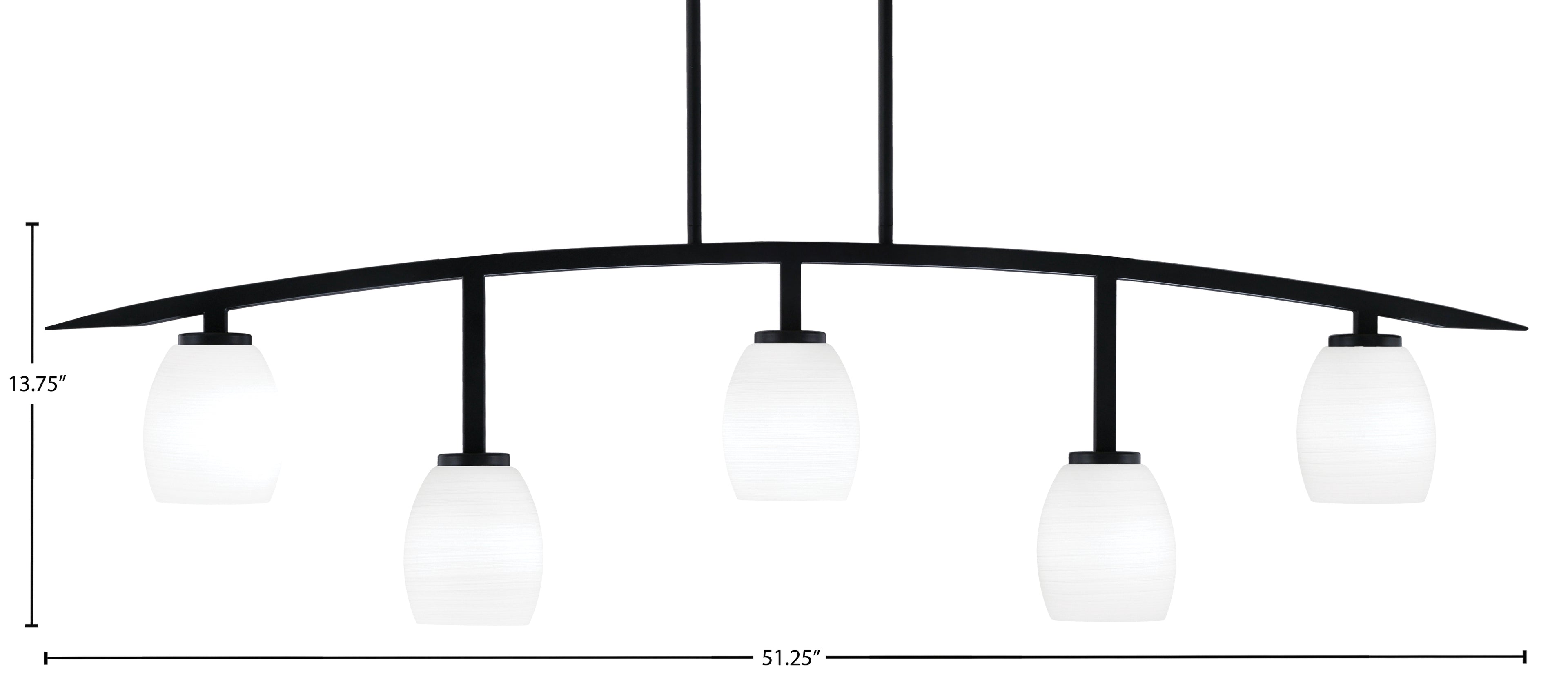 Kurve Five Light Bar in Matte Black with 5" White Linen Shade