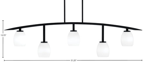 Kurve Five Light Bar in Matte Black with 5" White Linen Shade