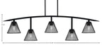 Kurve Five Light Bar in Matte Black with 7" Matte Black Cone Mesh Metal Shade Shade