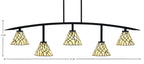 Kurve Five Light Bar in Matte Black with 7" Sandhill Art Glass Shade