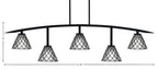 Kurve Five Light Bar in Matte Black with 7" Diamond Ice Art Glass Shade