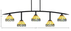 Kurve Five Light Bar in Matte Black with 7" Diamond Peak Art Glass Shade