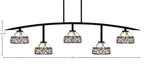 Kurve Five Light Bar in Matte Black with 7" Royal Merlot Art Glass Shade