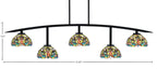 Kurve Five Light Bar in Matte Black with 7" Kaleidoscope Art Glass Shade