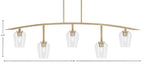 Kurve Five Light Bar in New Age Brass with Clear Bubble Shade