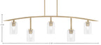 Kurve Five Light Bar in New Age Brass with Clear Bubble Shade
