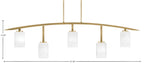 Kurve Five Light Bar in New Age Brass with 4" White Marble Shade