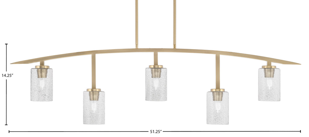 Kurve Five Light Bar in New Age Brass with Smoke Bubble Shade