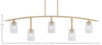 Kurve Five Light Bar in New Age Brass with Smoke Bubble Shade
