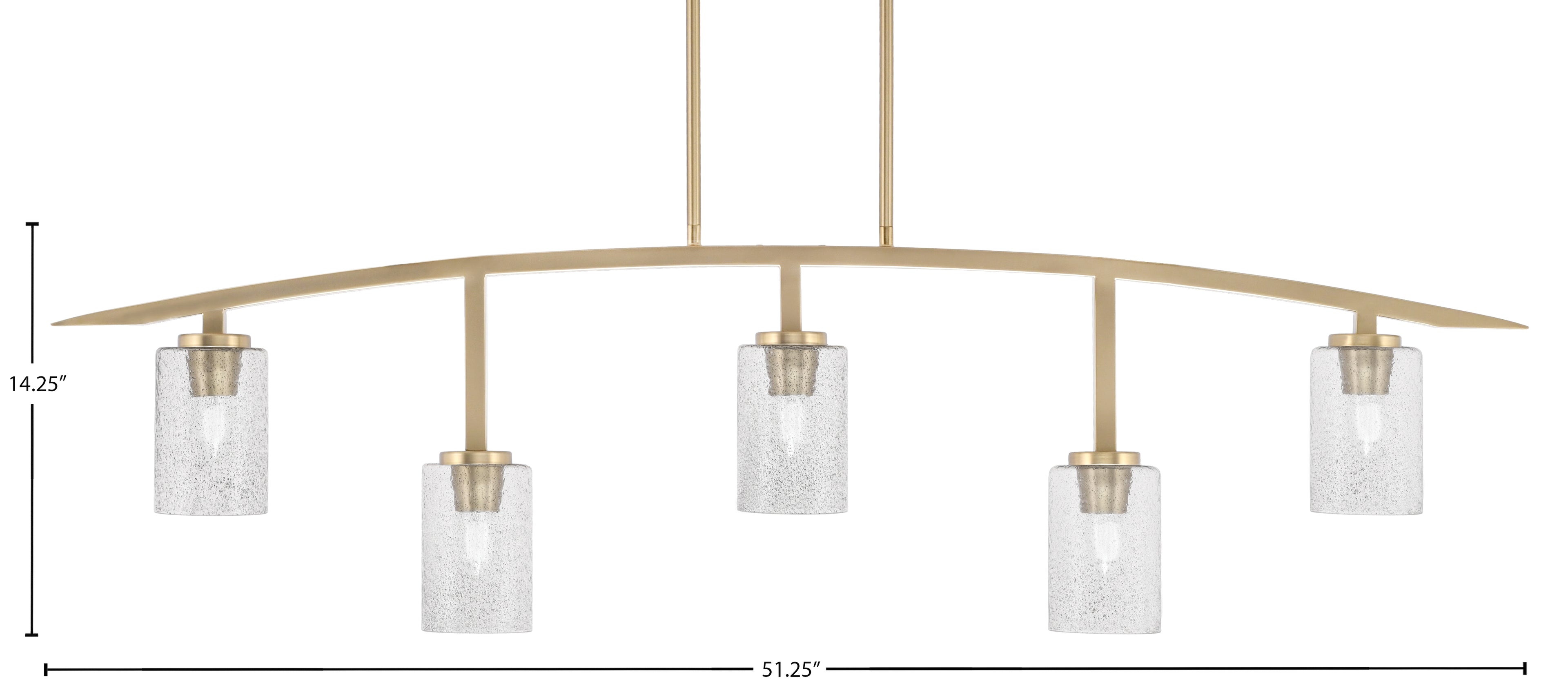 Kurve Five Light Bar in New Age Brass with Smoke Bubble Shade