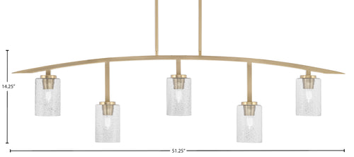 Kurve Five Light Bar in New Age Brass with Smoke Bubble Shade
