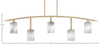 Kurve Five Light Bar in New Age Brass with Onyx Swirl Shade