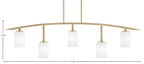 Kurve Five Light Bar in New Age Brass with White Muslin Shade