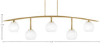 Kurve Five Light Bar in New Age Brass with 5.75" White Marble Shade