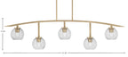 Kurve Five Light Bar in New Age Brass with Smoke Bubble Shade