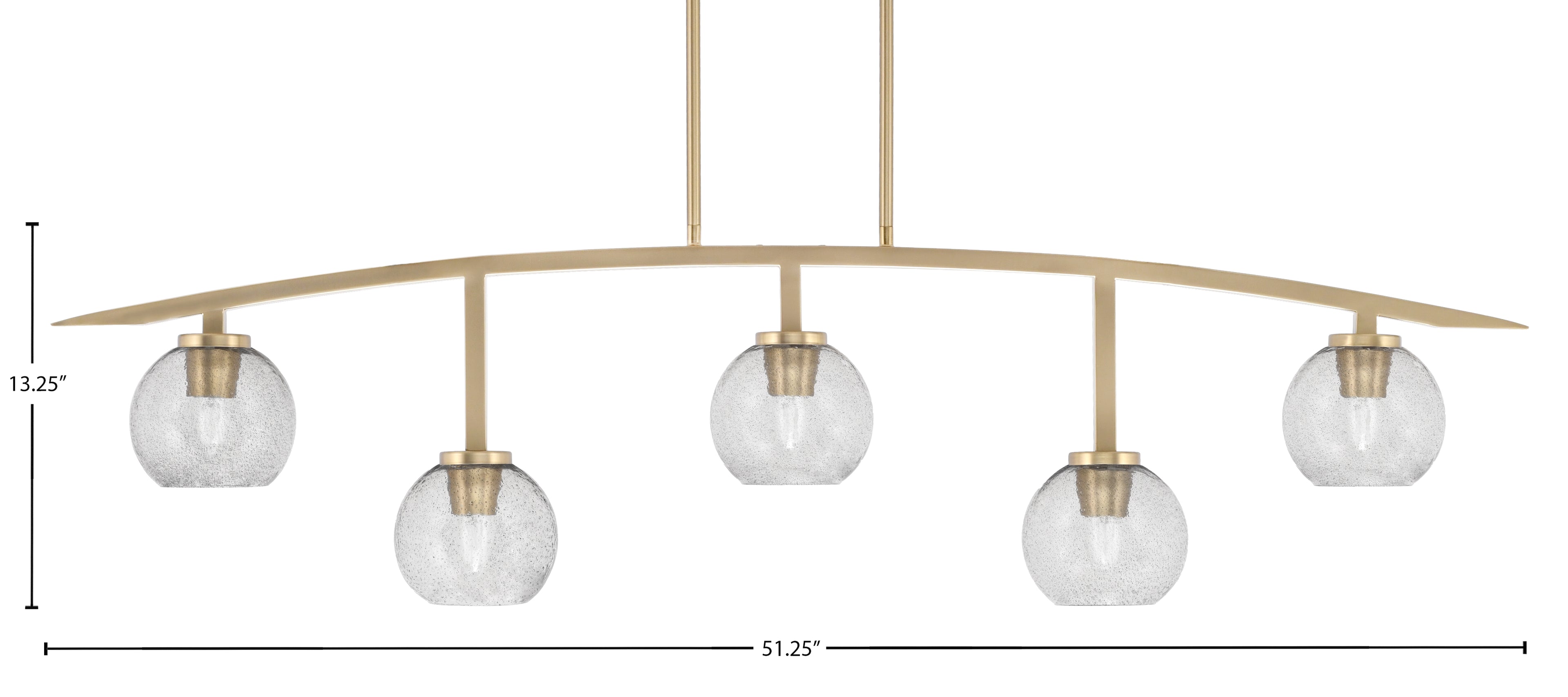 Kurve Five Light Bar in New Age Brass with Smoke Bubble Shade