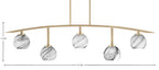 Kurve Five Light Bar in New Age Brass with Onyx Swirl Shade