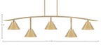 Kurve Five Light Bar in New Age Brass with New Age Brass Cone Metal Shade Shade