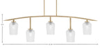 Kurve Five Light Bar in New Age Brass with Clear Textured Shade